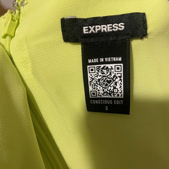 Express Women's Lime Green Yellow Chartreuse Cut Out Long Sleeve Blouse Top Sm - Picture 7 of 9